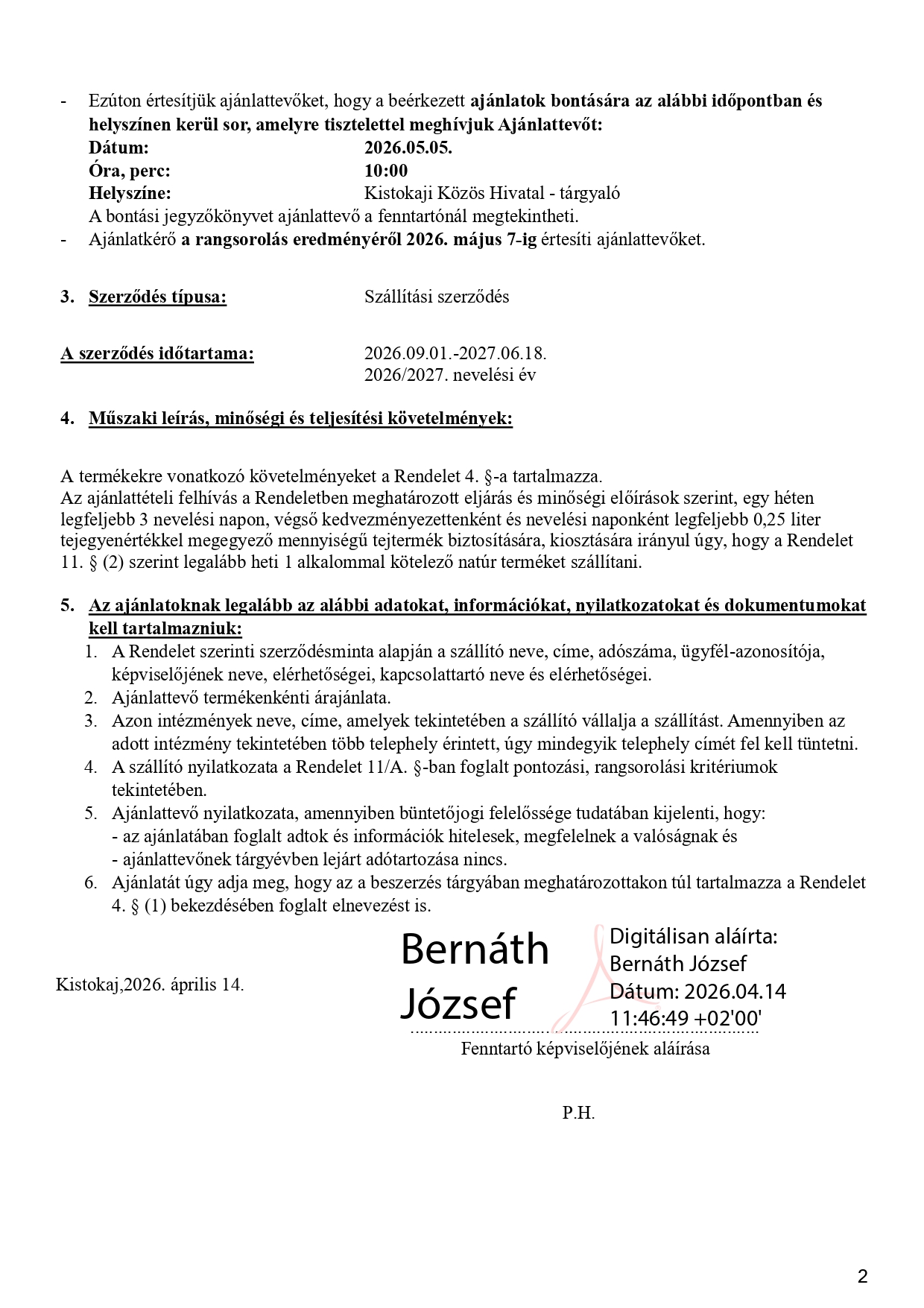 Iskolatej Ajánlattételi kiírás_2026_2
